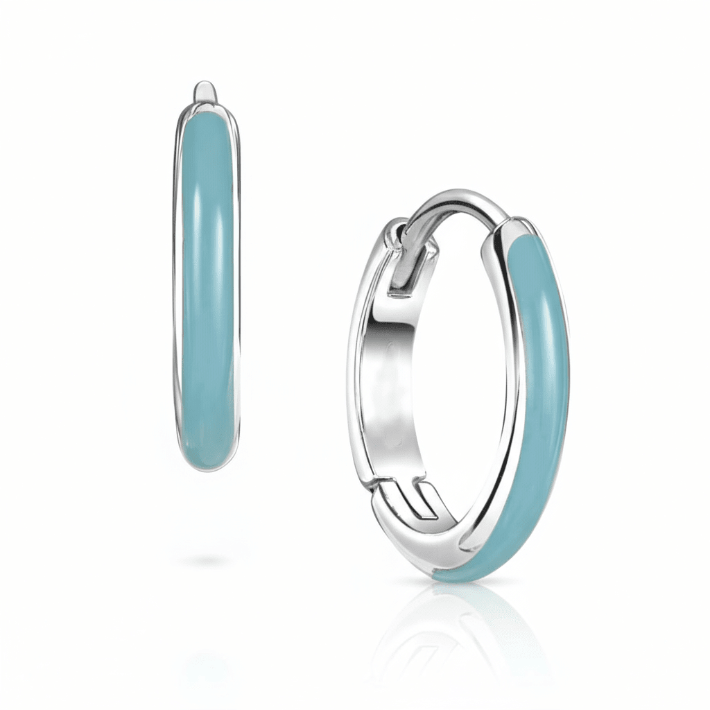 Turquoise Hoop Earrings Enhanced sterling silver rue b york.png Attachment Details