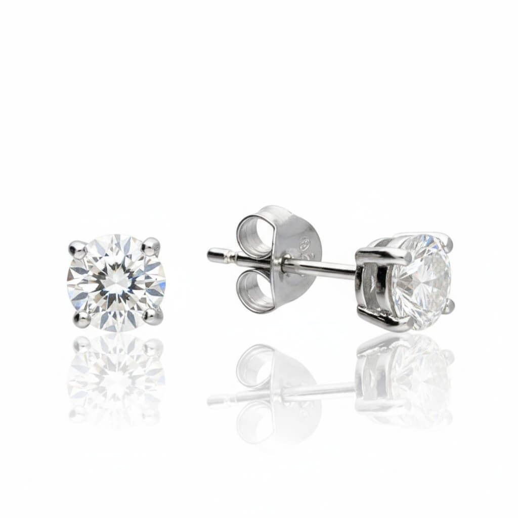 H6414S sterling silver claw set moissanite stud earrings