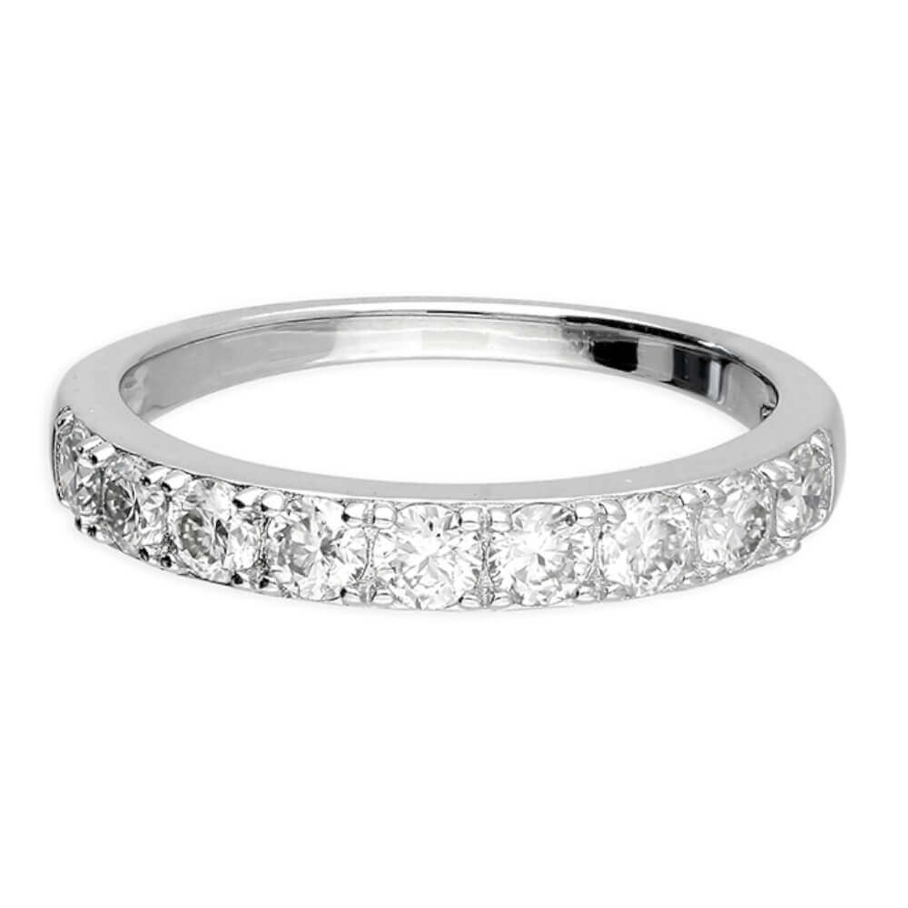 Sterling Silver Half Eternity Ring with Moissanite Stones (SR38)