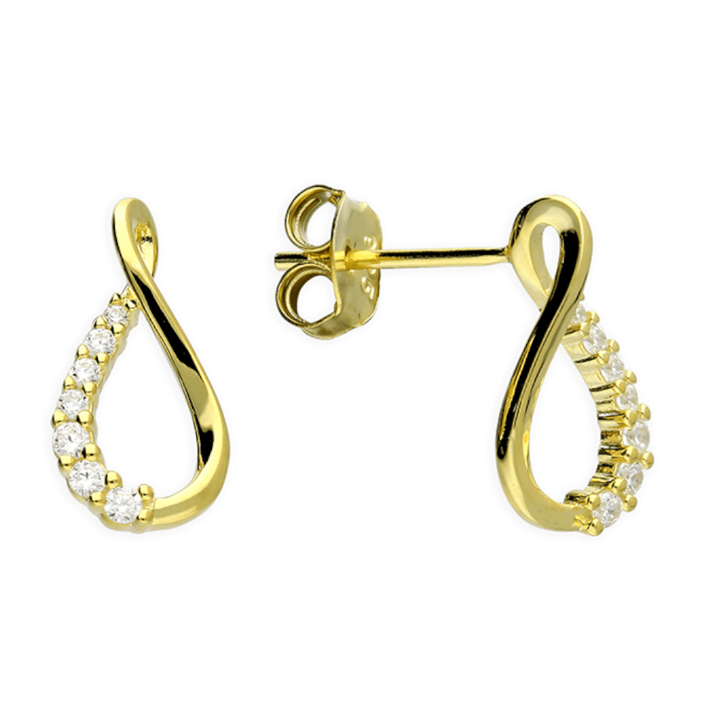 gold plated sterling silver teardrop infinity studs